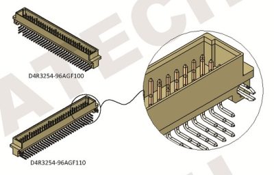 DIN41612 Male RA Type C Different Pin Length