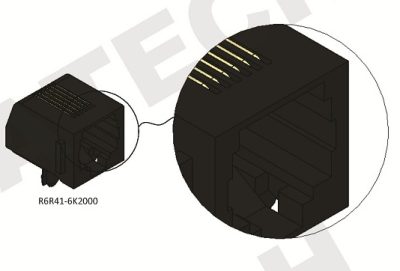 RJ11 6P6C Jack 90˚ SMT Type