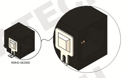 RJ11 6P6C Jack 90˚ SMT Type With Stability