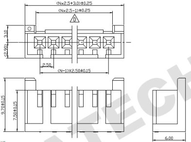 Wafer 2.50mm Crimp type Housing Wafer 2.50mm Crimp type Housing
